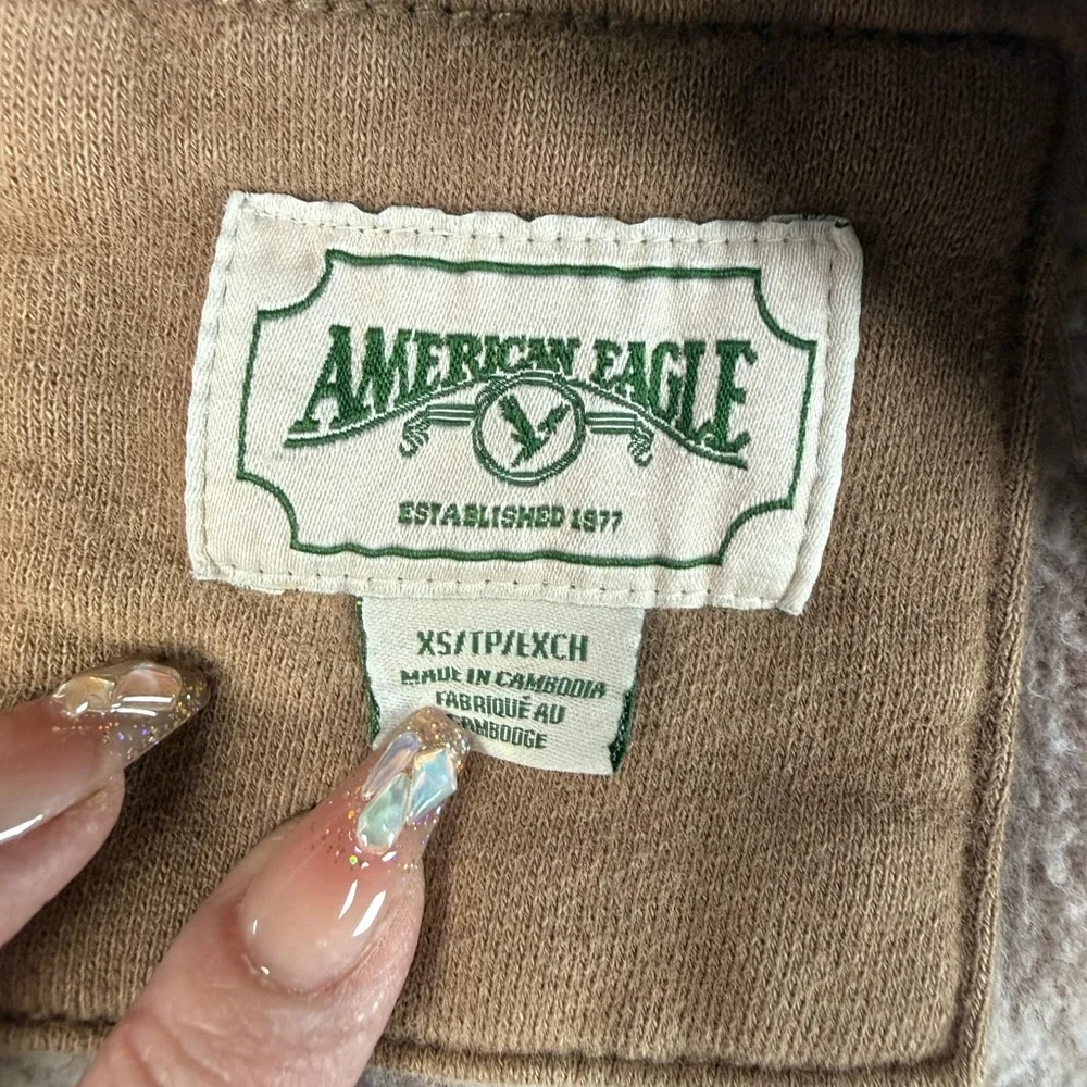American Eagle Outfitters Beige Washed Crewneck Pullover Size XS